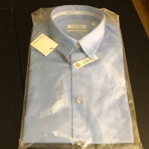 Calvin Klein Blue Button Down Dress Shirt Size 16 32/33 Brand New with Tags